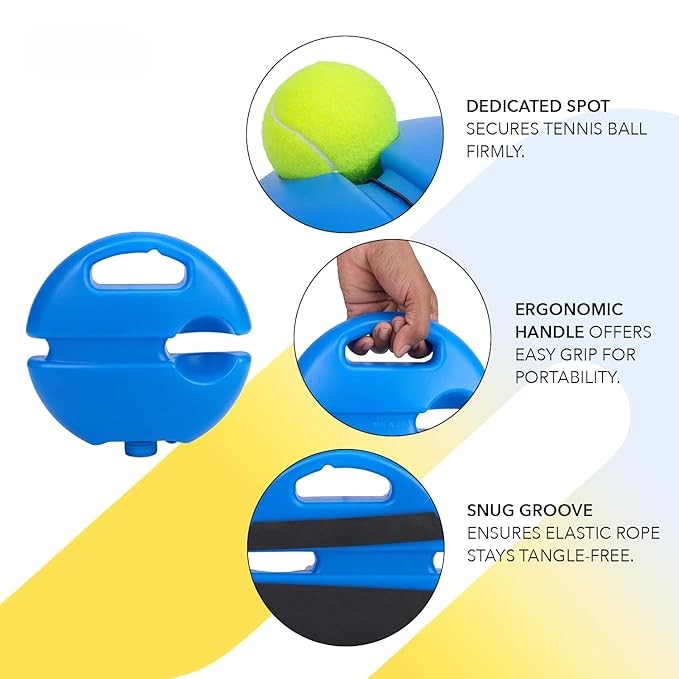 Tennis Practice Rebound Trainer Set with Ball & Base – Solo Tennis Training Equipment (Blue) - Image 3